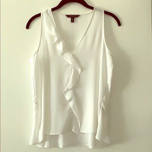 Banana Republic V neck white ruffled blouse.